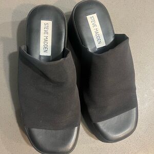 Steve Madden Black Mesh Slide Sandals